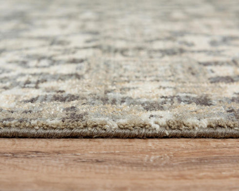 8' X 10' Copper And Beige New Zealand Lambs Wool Damask Hand Carved Handmade Area Rug