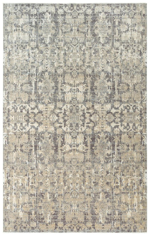 9' X 12' Copper And Beige New Zealand Lambs Wool Damask Hand Carved Handmade Area Rug