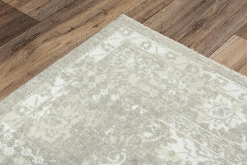 5' X 8' Gray And Beige New Zealand Lambs Wool Oriental Hand Carved Handmade Area Rug