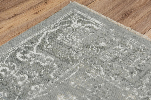 9' X 12' Gray And Ivory New Zealand Lambs Wool Oriental Hand Carved Handmade Area Rug
