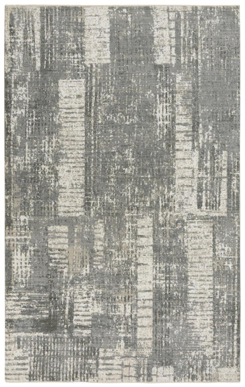 8' X 10' Gray And Light Gray New Zealand Lambs Wool Abstract Hand Carved Handmade Area Rug