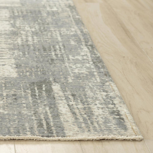 8' X 10' Gray And Light Gray New Zealand Lambs Wool Abstract Hand Carved Handmade Area Rug