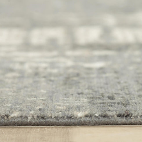8' X 10' Gray And Light Gray New Zealand Lambs Wool Abstract Hand Carved Handmade Area Rug