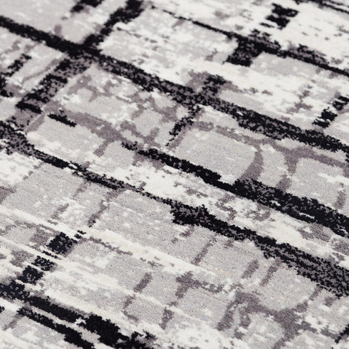 5' X 8' Black Ivory And Natural New Zealand Lambs Wool Abstract Hand Carved Handmade Area Rug