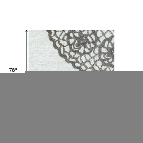 7' X 10' White And Ivory Wool Geometric Hand Tufted Area Rug