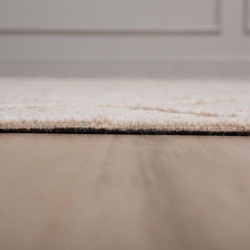 8' X 10' Ivory And Beige Wool Geometric Hand Tufted Area Rug