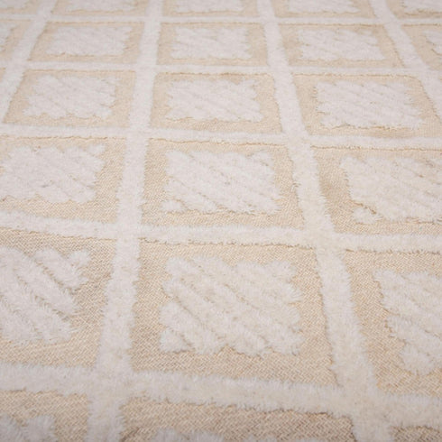 9' X 12' Ivory And Beige Wool Geometric Hand Tufted Area Rug