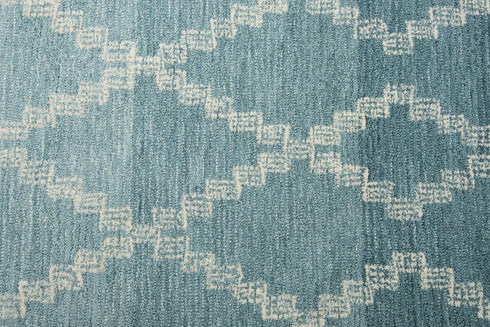 8' X 10' Teal And Blue Wool Trellis Hand Tufted Area Rug