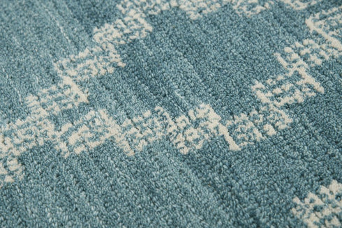 8' X 10' Teal And Blue Wool Trellis Hand Tufted Area Rug