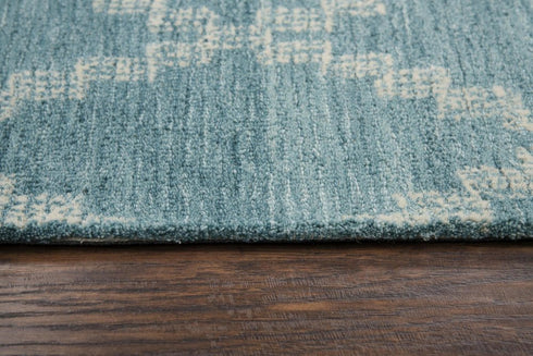 8' X 10' Teal And Blue Wool Trellis Hand Tufted Area Rug