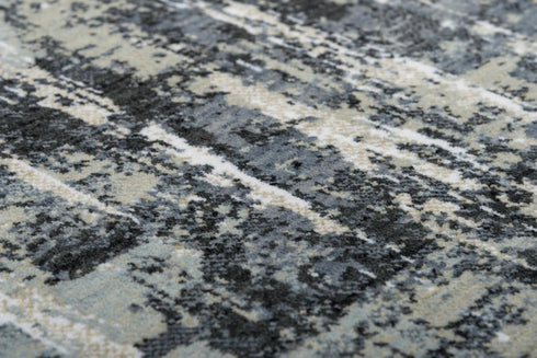 9' X 12' Gray Charcoal Beige And Ivory Abstract Hand Carved Handmade Area Rug