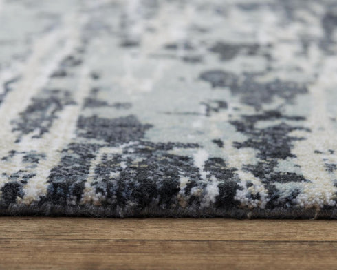 9' X 12' Gray Charcoal Beige And Ivory Abstract Hand Carved Handmade Area Rug