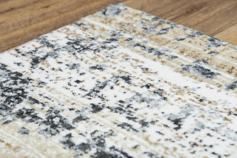 9' X 12' Gray Light Gray Brown Beige And Ivory Abstract Hand Carved Handmade Area Rug