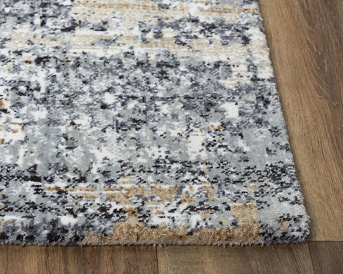 8' Gray Light Gray Brown Beige And Ivory Abstract Hand Carved Handmade Area Rug