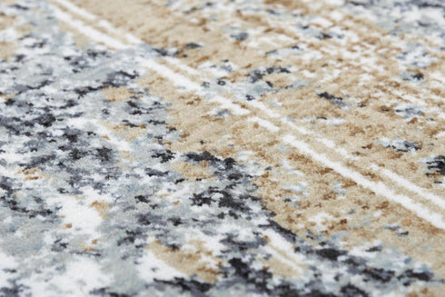 8' Gray Light Gray Brown Beige And Ivory Abstract Hand Carved Handmade Area Rug