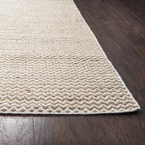 8' Natural And Beige Wool Chevron Hand Woven Area Rug