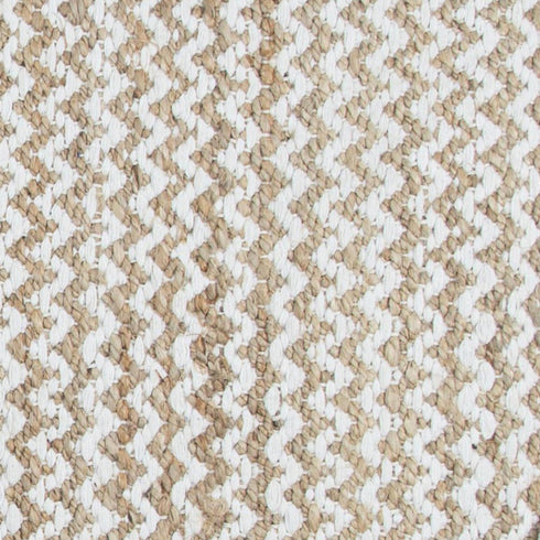 8' Natural And Beige Wool Chevron Hand Woven Area Rug