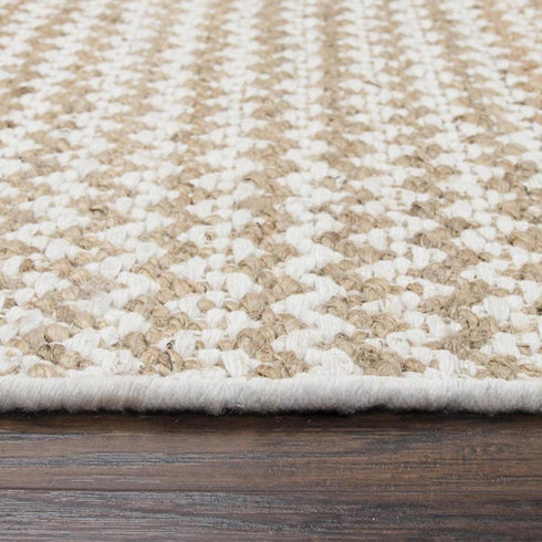 8' Natural And Beige Wool Chevron Hand Woven Area Rug