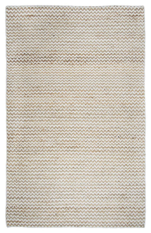 8' X 10' Natural And Beige Wool Chevron Hand Woven Area Rug