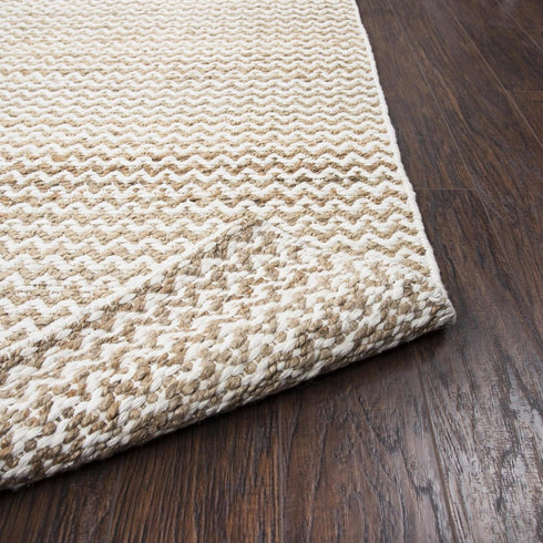 8' X 10' Natural And Beige Wool Chevron Hand Woven Area Rug