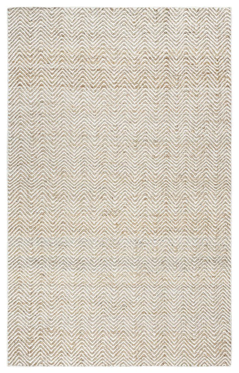 5' X 8' Natural And Beige Wool Chevron Hand Woven Area Rug