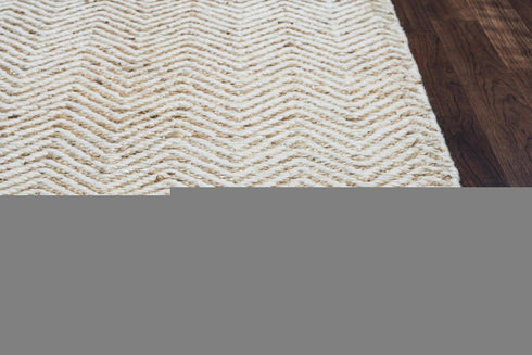 5' X 8' Natural And Beige Wool Chevron Hand Woven Area Rug