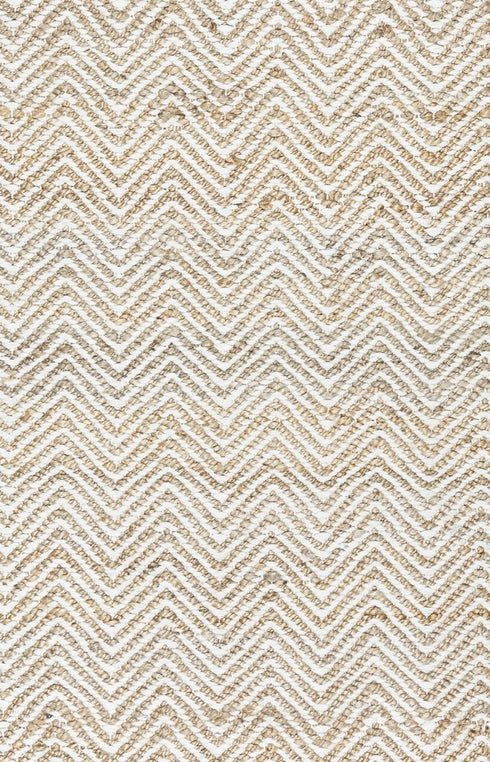 5' X 8' Natural And Beige Wool Chevron Hand Woven Area Rug