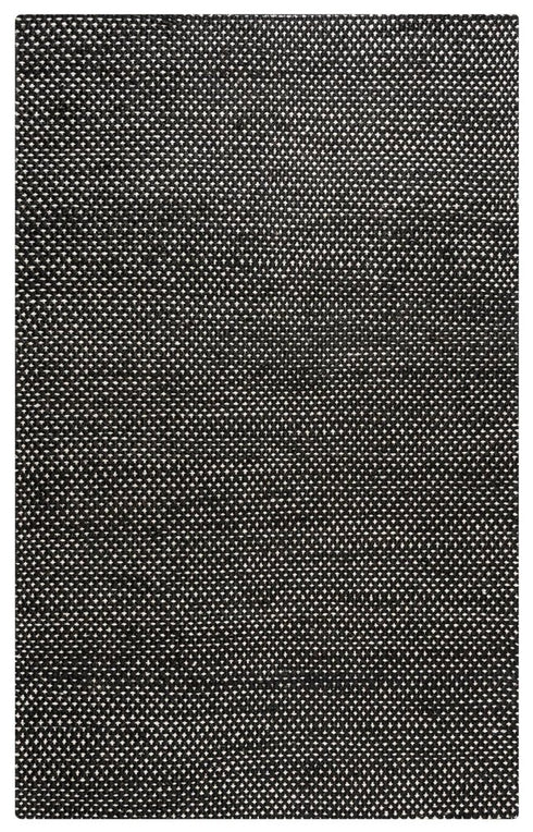 8' Black And Ivory Wool Polka Dot Hand Woven Area Rug