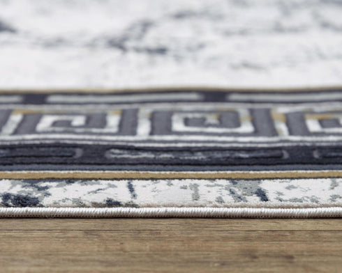 8' X 10' Black And Beige Oriental Area Rug