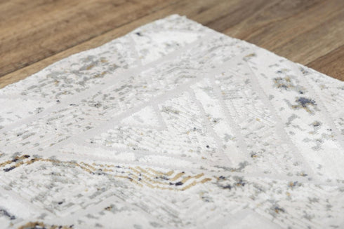 8' X 10' Stone Beige Gray And Ivory Geometric Area Rug