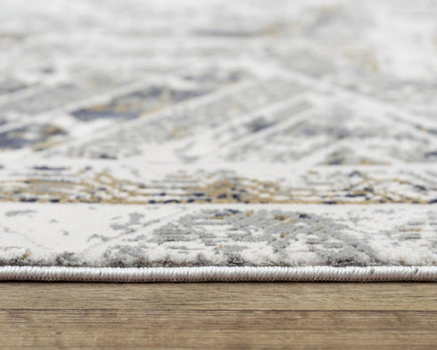 8' X 10' Stone Beige Gray And Ivory Geometric Area Rug