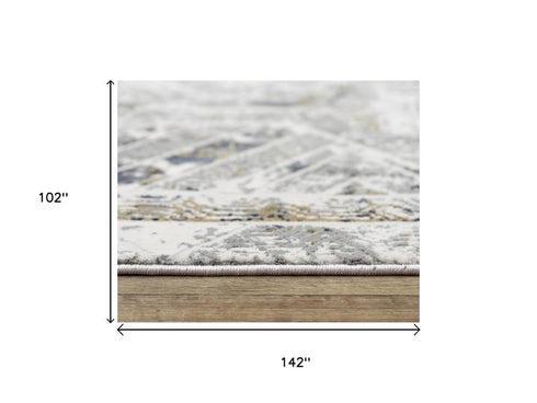 9' X 12' Stone Beige Gray And Ivory Geometric Area Rug