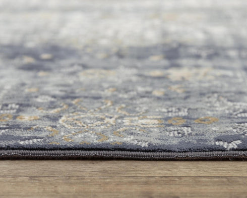 5' X 8' Gold Charcoal And Ivory Abstract Area Rug