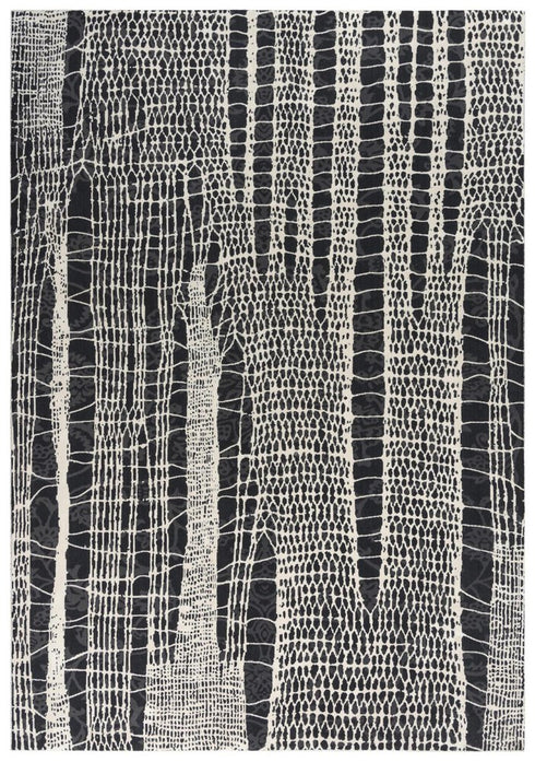 9' X 12' Beige Black Ivory And Gray Abstract Area Rug