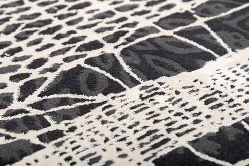 9' X 12' Beige Black Ivory And Gray Abstract Area Rug