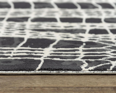 9' X 12' Beige Black Ivory And Gray Abstract Area Rug