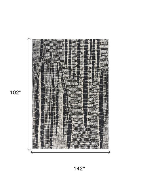 9' X 12' Beige Black Ivory And Gray Abstract Area Rug