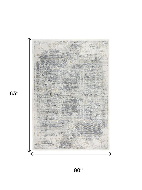 5' X 8' Stone Beige And Ivory Abstract Area Rug