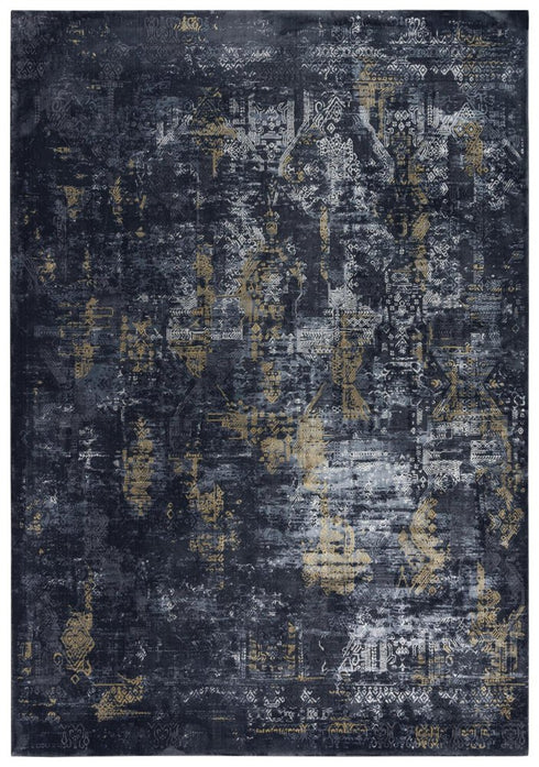 5' X 8' Black Gray Beige And Ivory Abstract Area Rug