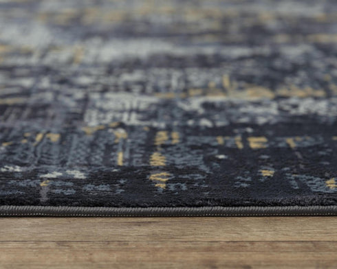 8' X 10' Black Gray Beige And Ivory Abstract Area Rug