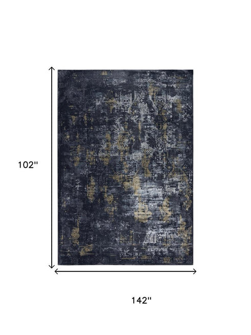 9' X 12' Black Gray Beige And Ivory Abstract Area Rug