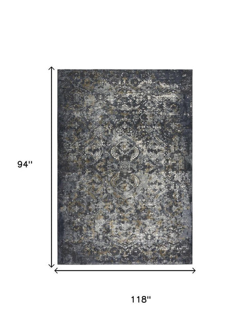 8' X 10' Gray Charcoal And Ivory Trellis Area Rug