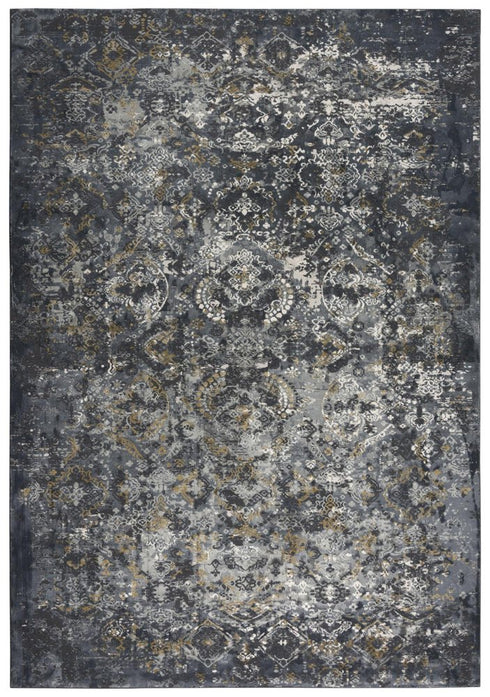 9' X 12' Gray Charcoal And Ivory Trellis Area Rug