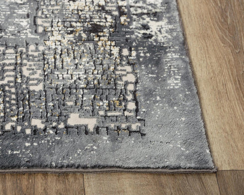 8' X 10' Beige And Charcoal Oriental Area Rug