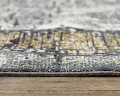 8' X 10' Beige And Charcoal Oriental Area Rug