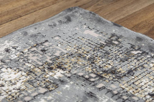 9' X 12' Beige And Charcoal Oriental Area Rug