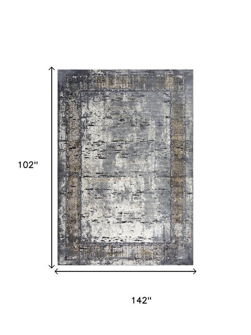 9' X 12' Beige And Charcoal Oriental Area Rug