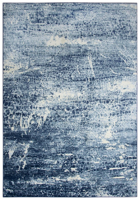 8' X 10' Blue Dark Blue And Ivory Abstract Area Rug