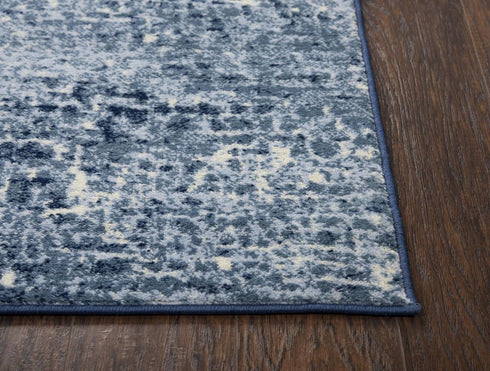 8' X 10' Blue Dark Blue And Ivory Abstract Area Rug