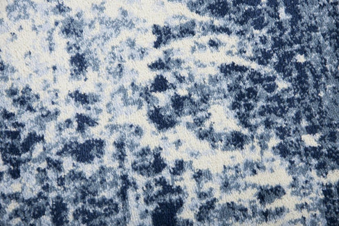 8' X 10' Blue Dark Blue And Ivory Abstract Area Rug